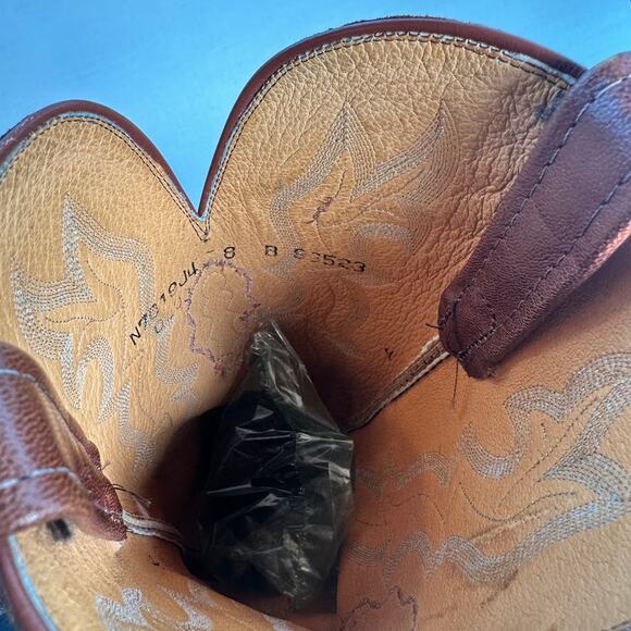 Lucchese 1883 Ostrich Cowboy Boots 8B Brown Western Vintage Cowgirl - Picture 15 of 16